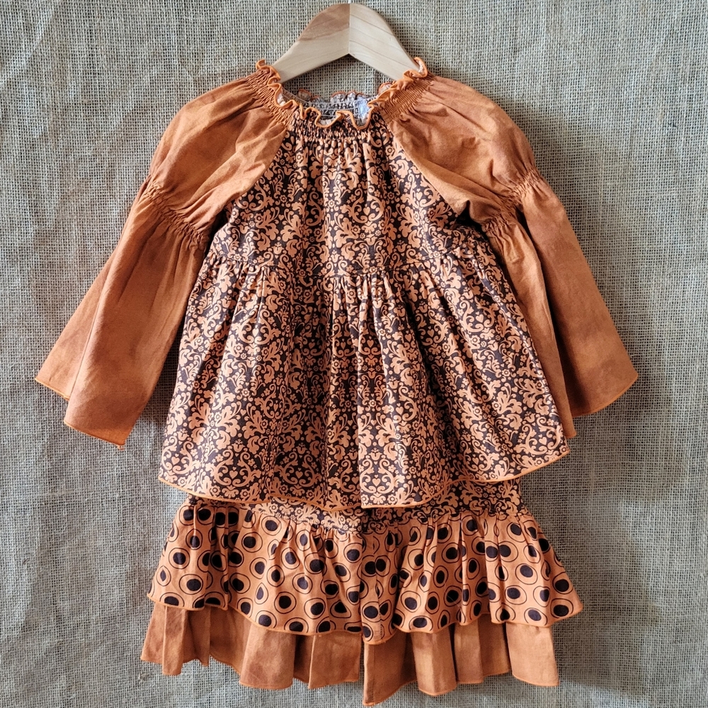 Orange Autumn/Halloween Ruffle Top & Bloomers 24months